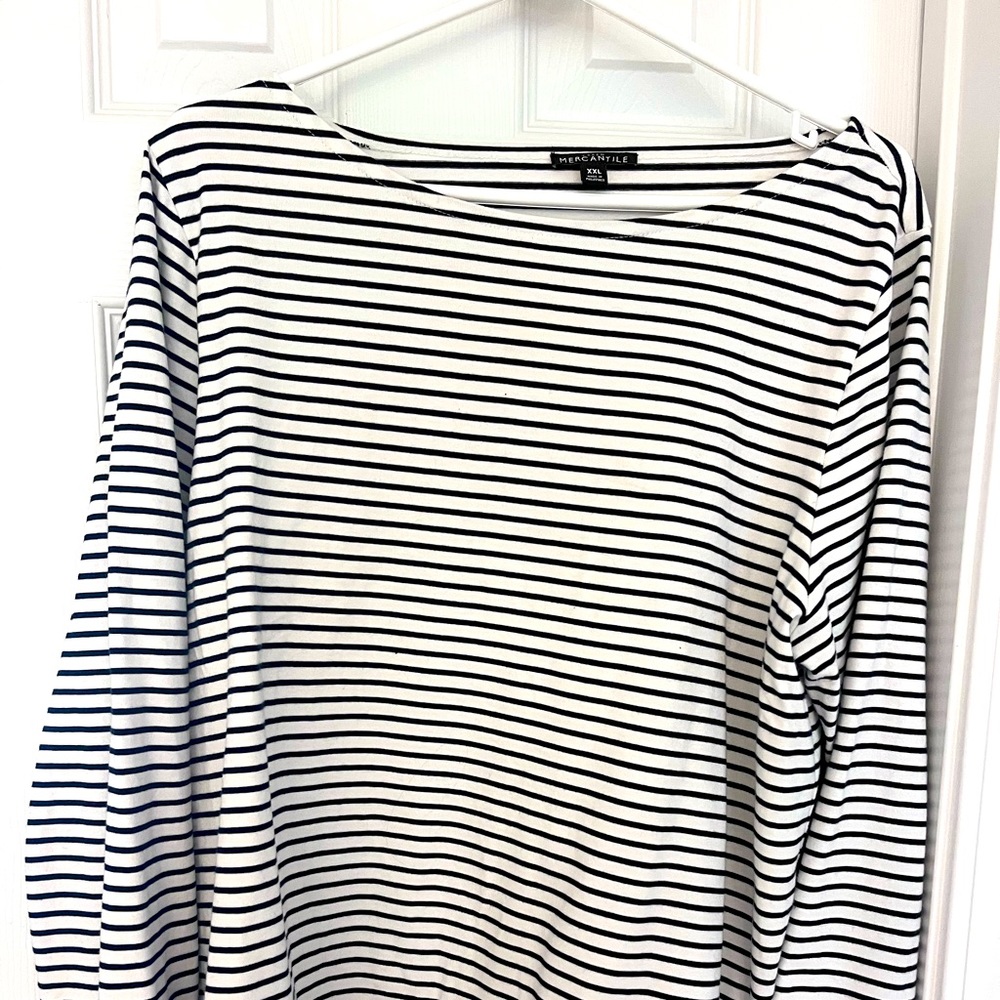 J Crew striped boatneck shirttail pullover, with cuffs. XXL